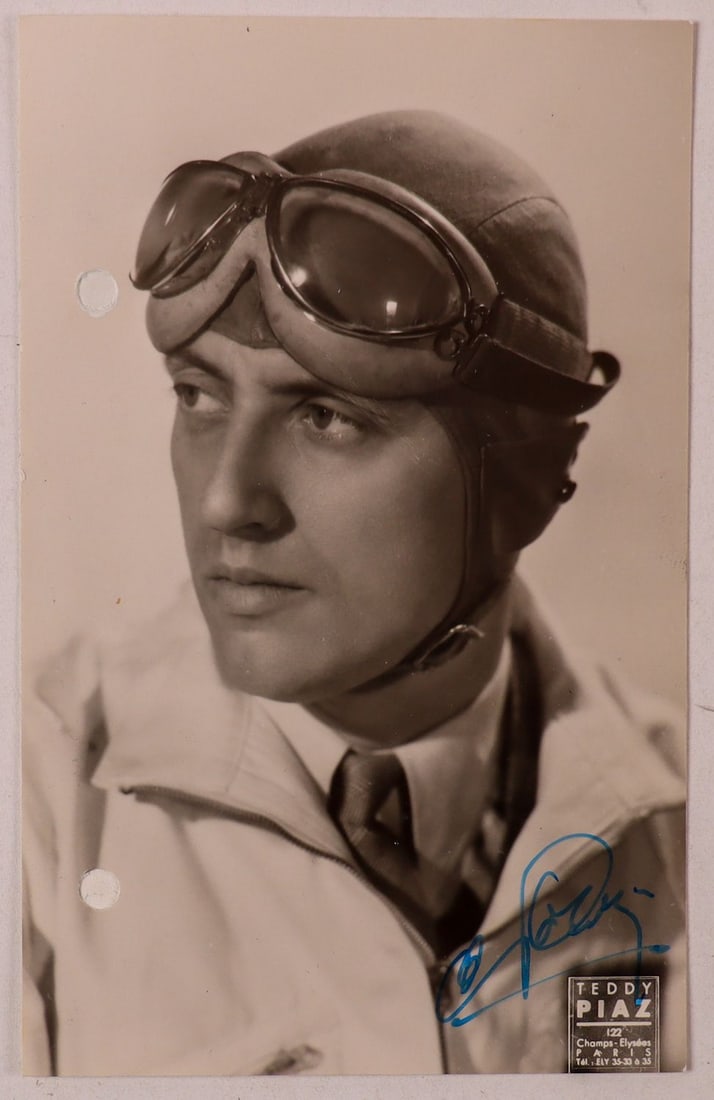 Ferrari Original B/W press photo hand-signed Charles Pozzi: Perforated, 9 x 14 cm