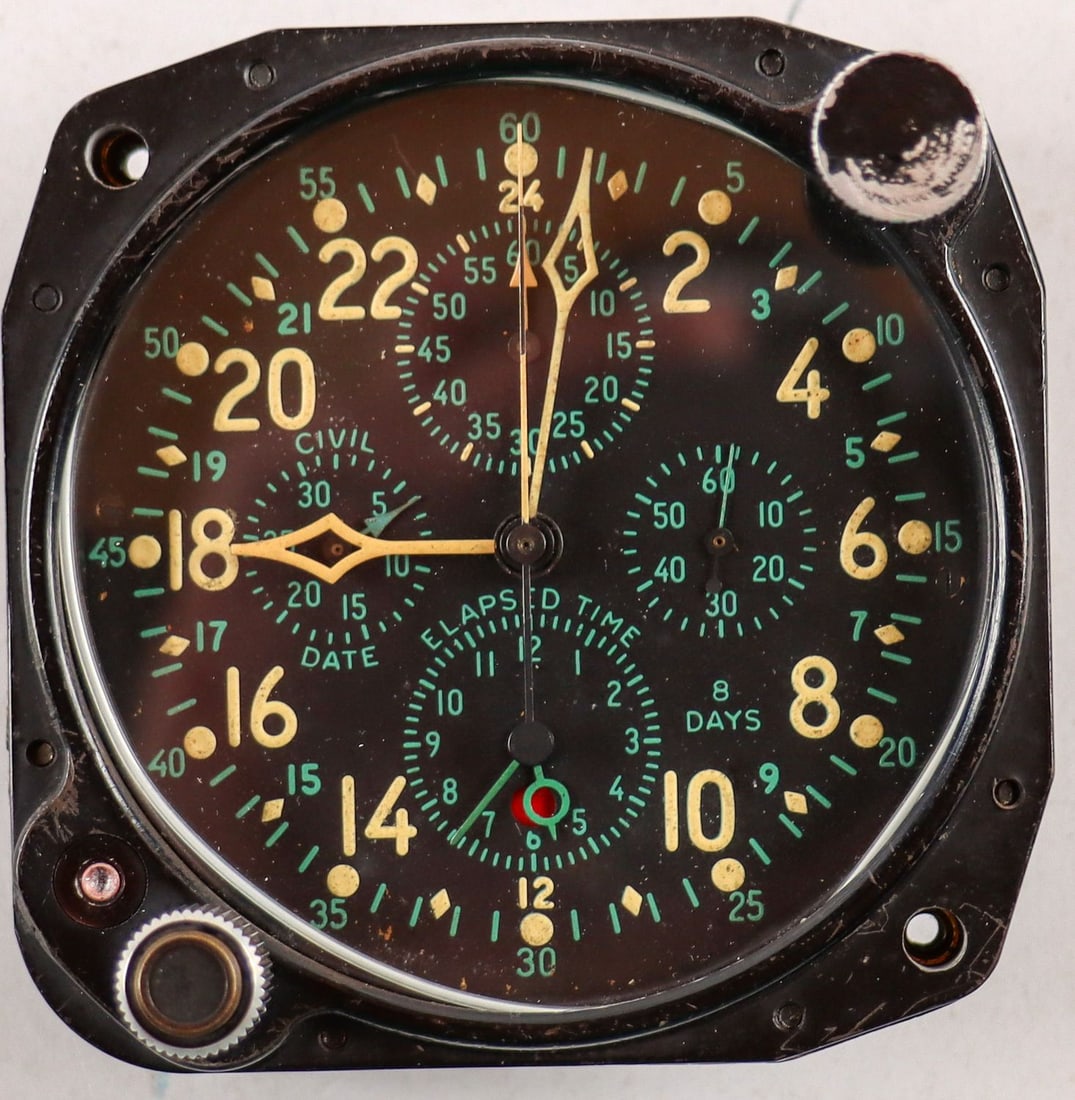 Gentlemens Corner Aircraft clock Hamilton H37500 from the 1: Diameter: 8 cm, with various functions, Serial number: 017900, Function tested