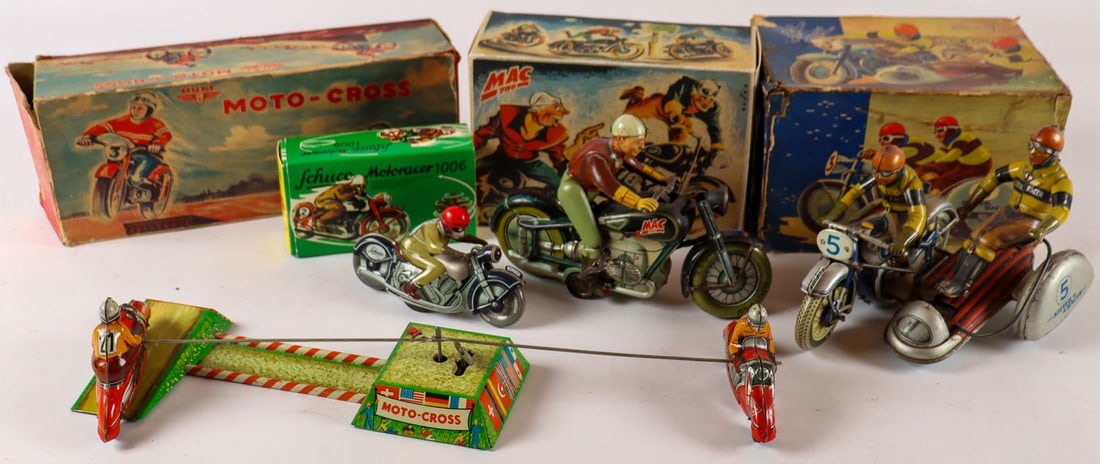 Modellauto 4-piece tin toy motorcycles (1 of 4)