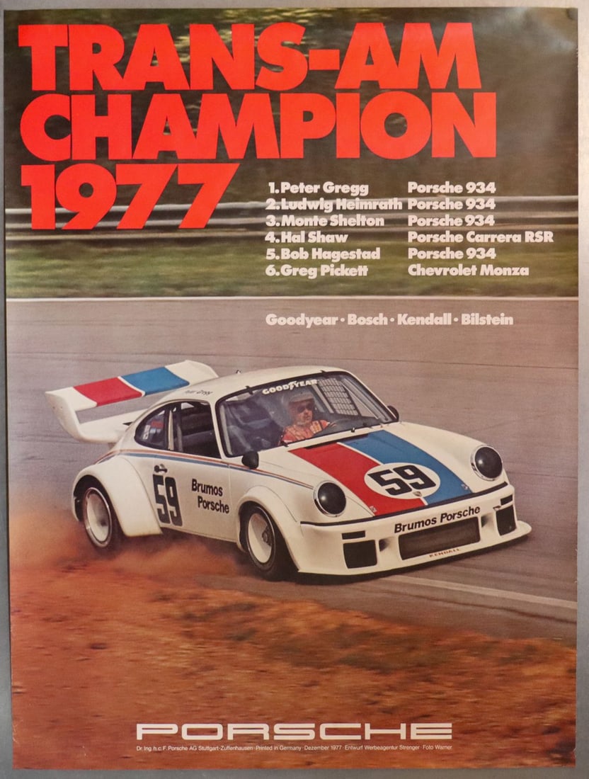 Porsche Poster Trans-Am Champion 1977: 101 x 76 cm, Design Strenger