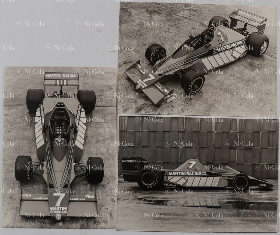 Alfa Romeo 3 Original B/W Press Photos Brabham-Alfa Romeo: 3-piece; Presentation photos of the new Brabham BT46-Alfa Romeo for the 1978 Formula 1 season. The revolutionary surface cooling was never used. 13 x 18 cm