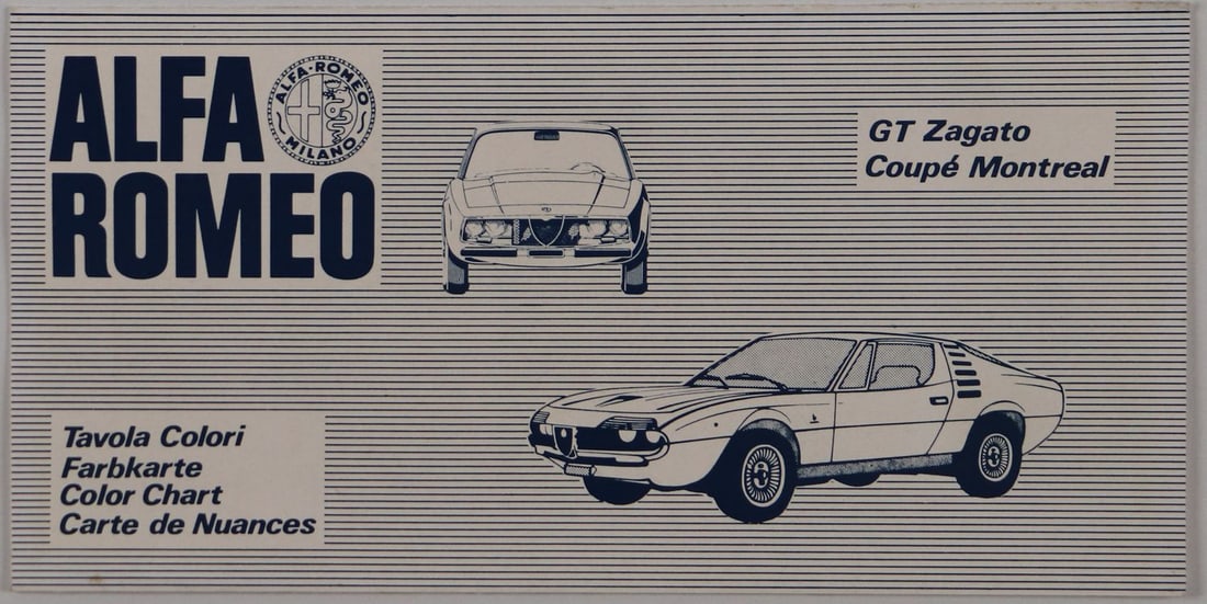 Alfa Romeo Color chart Coupe Montreal and GT Zagato: 6 pages, 4 languages