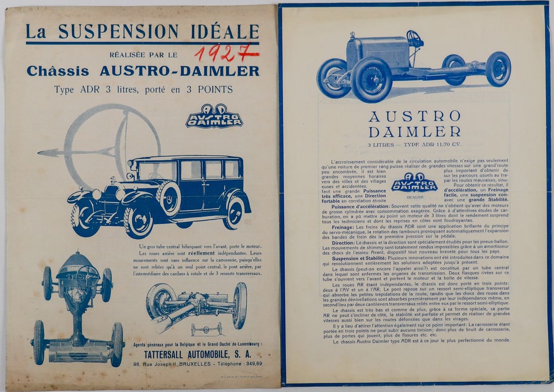 Austro Daimler 2 Prospectuses Austro Daimler Type ADR from: French