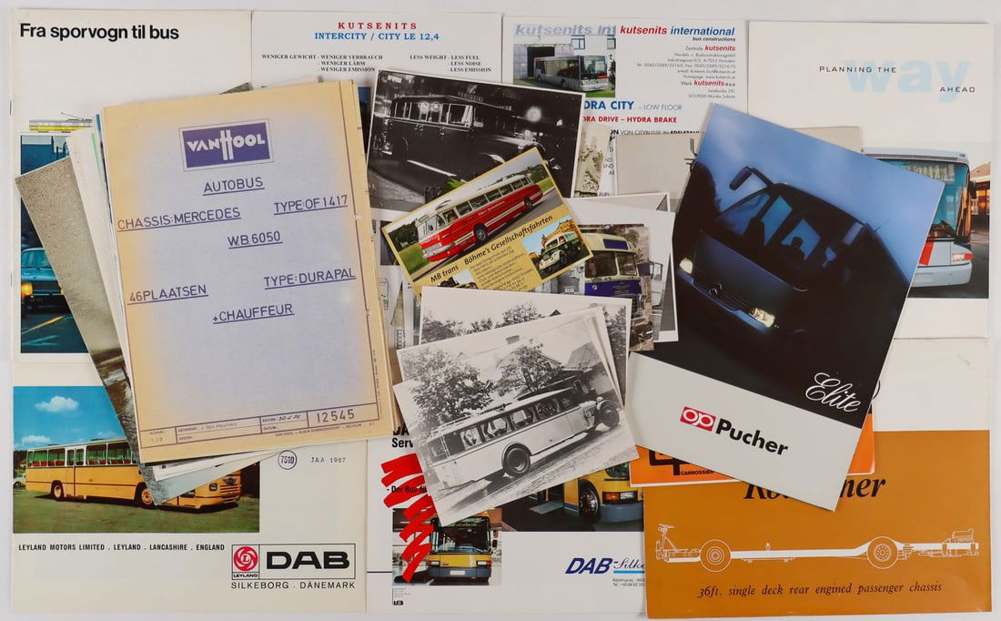 Automobilia 33-piece brochures, photos etc. Buses from the (1 of 1)