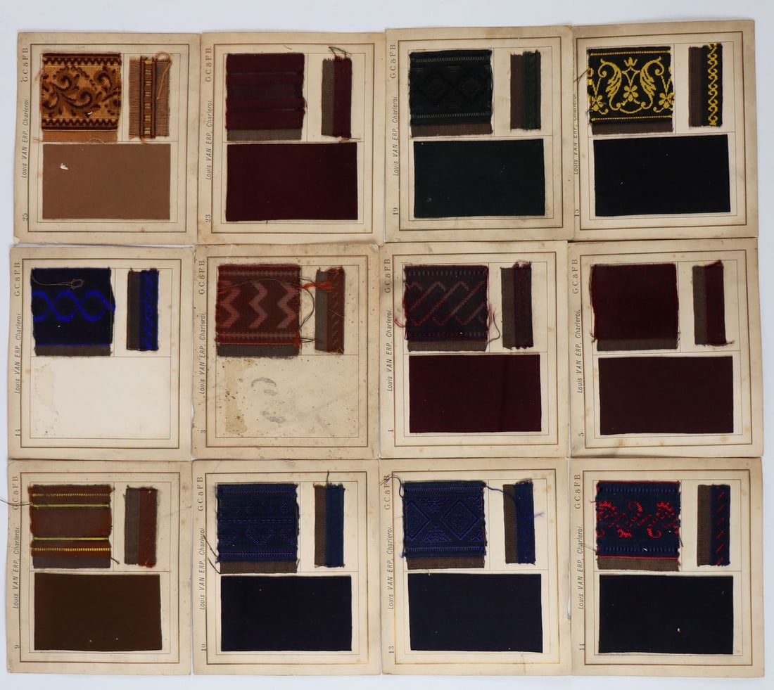 Automobilia 34 fabric samples for automobiles by Louis van: rare