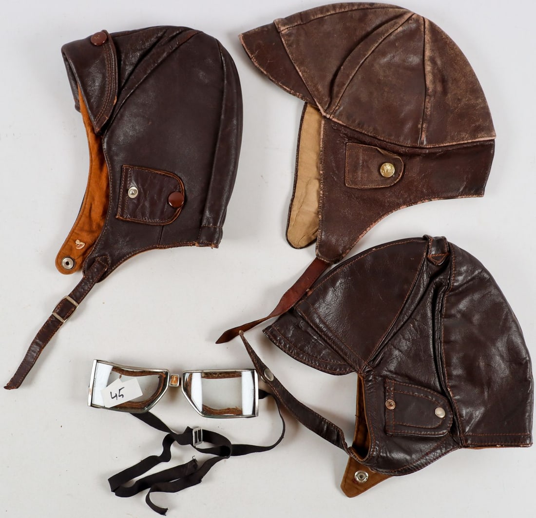 Automobilia 4 parts: pre-war, 3x driver hood and driver glasses