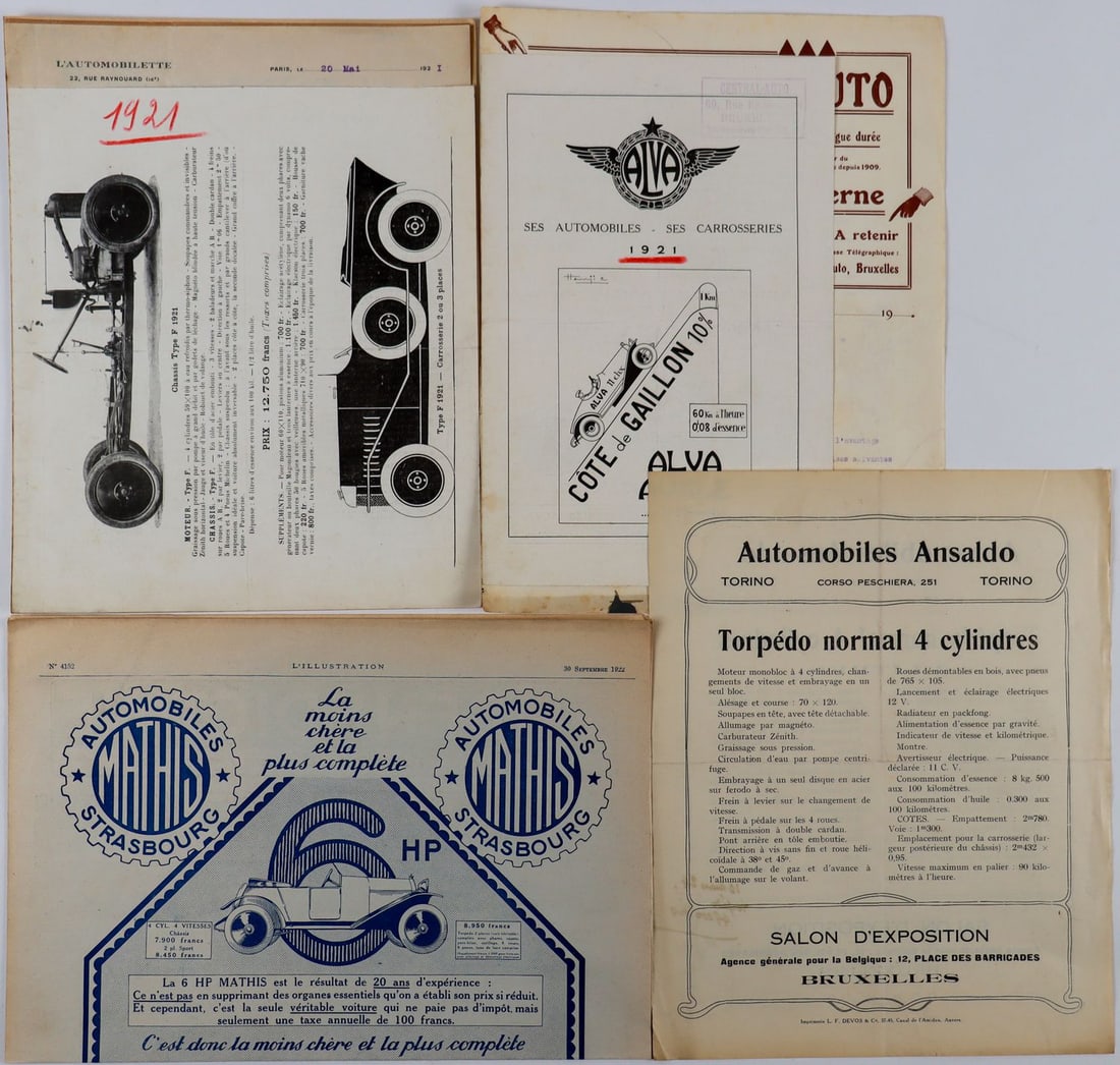 Automobilia 5-part brochures and press texts from the 1920s (1 of 1)