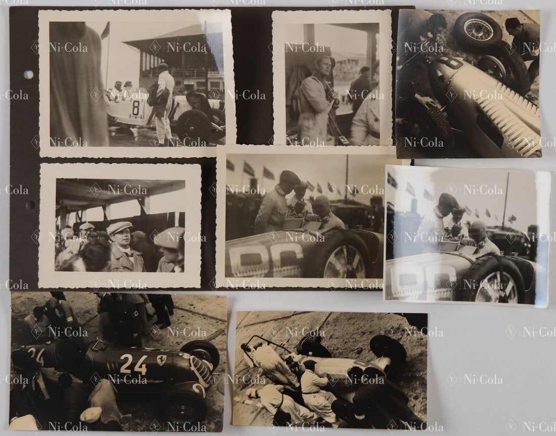 Automobilia 7 original B/W photo racing sport shots from th: For example Rudolf Caracciola before his record attempt on 28.1.1938 432.7 km/h at which he reached 432.7 km/h, Hermann Lang on Mercedes-Benz from 1936, Rudolf Caracciola at the Nürburgring 1931 etc.