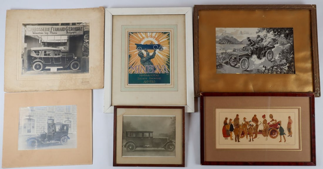 Automobilia 8-piece prints / B&W photos with motifs from th (1 of 2)