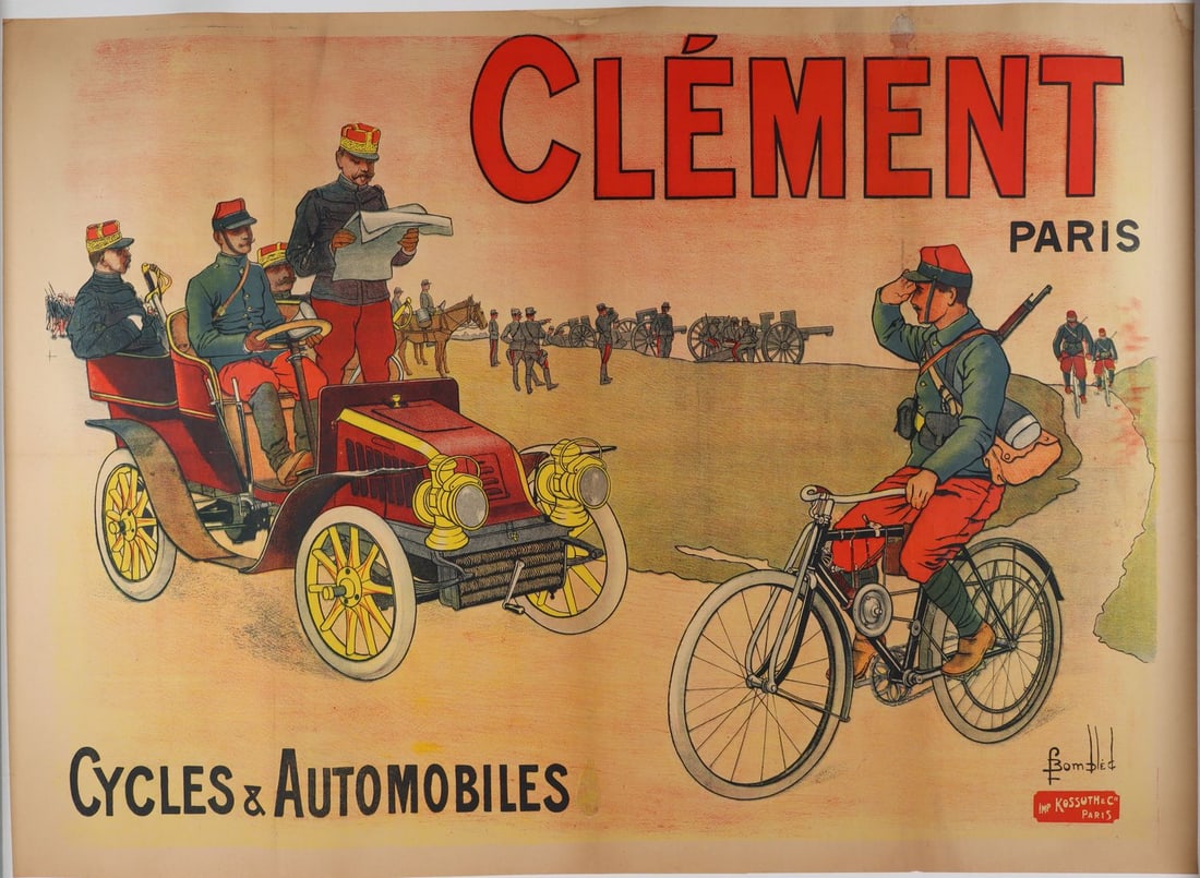 Automobilia Color lithographic advertising poster 'Clement (1 of 1)