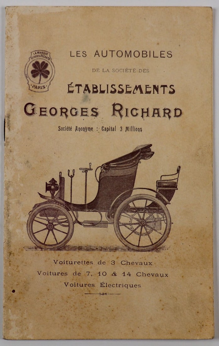 Automobilia Brochure Georges Richard from the 1910s: French, 24 pages