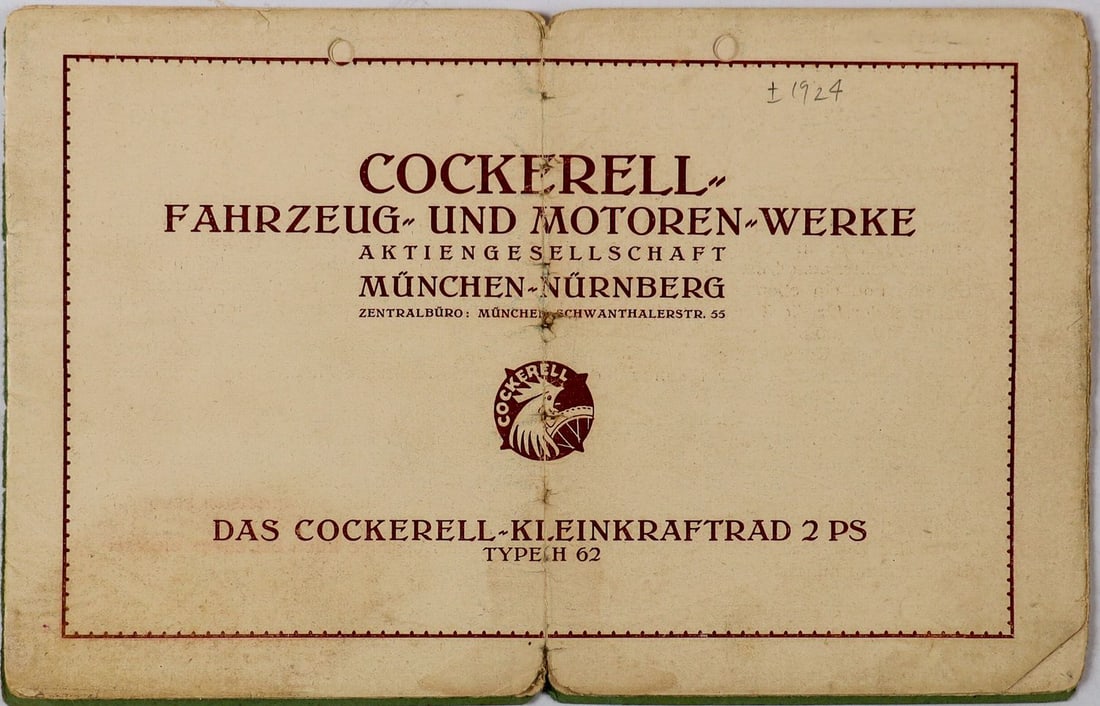 Automobilia Sales prospectus Cockerell light motorcycle Typ (1 of 2)