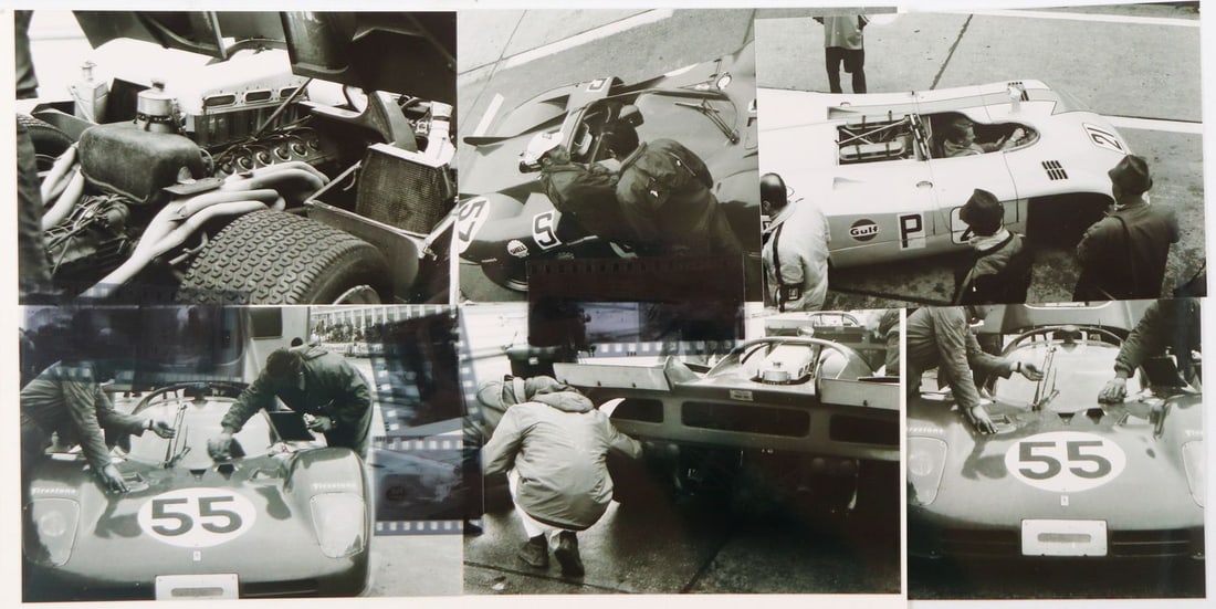 Ferrari 6 original B/W negatives 1000 km race 1970: In addition the prints, the photographs show the Ferrari 512S Spyder chassis number 1042 of John Surtees and Nini Vaccarella (achieved third place), as well as the Ferrari 512S Spyder chassis number