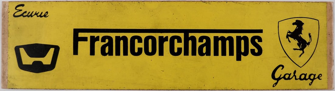 Ferrari Decal 'Ecurie Francorchamp Garage' from the 1950s: 8 x 29 cm