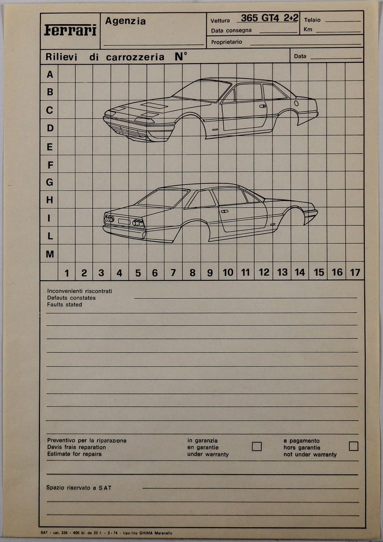 Ferrari Agenzia Type Dino 308 GT4 2+2 from 1974: 3-language
