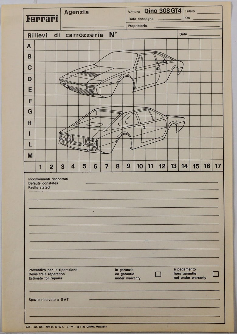 Ferrari Agenzia Type Dino 308 GT4 from 1974: 3-language