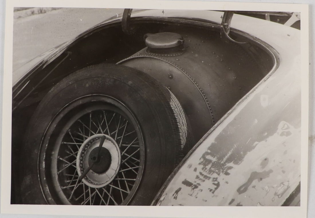 Ferrari Rob de la Rive Box Archive: Original B/W - Press photo Type 166MM s/n 0008M shot of trunk during sale in the 60s, 18 x 12.5 cm, Robert M. Lee