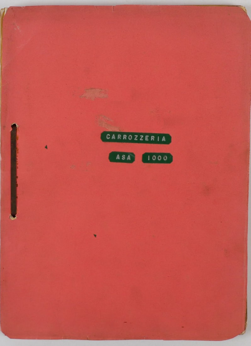 Ferrari ASA Estate of the De Nora Family: Spare parts list body for Type 1000GT, only known example of a spare parts list body, handwritten entries and drawings of individual components on original ASA - workshop paper, from 1964, in folder,