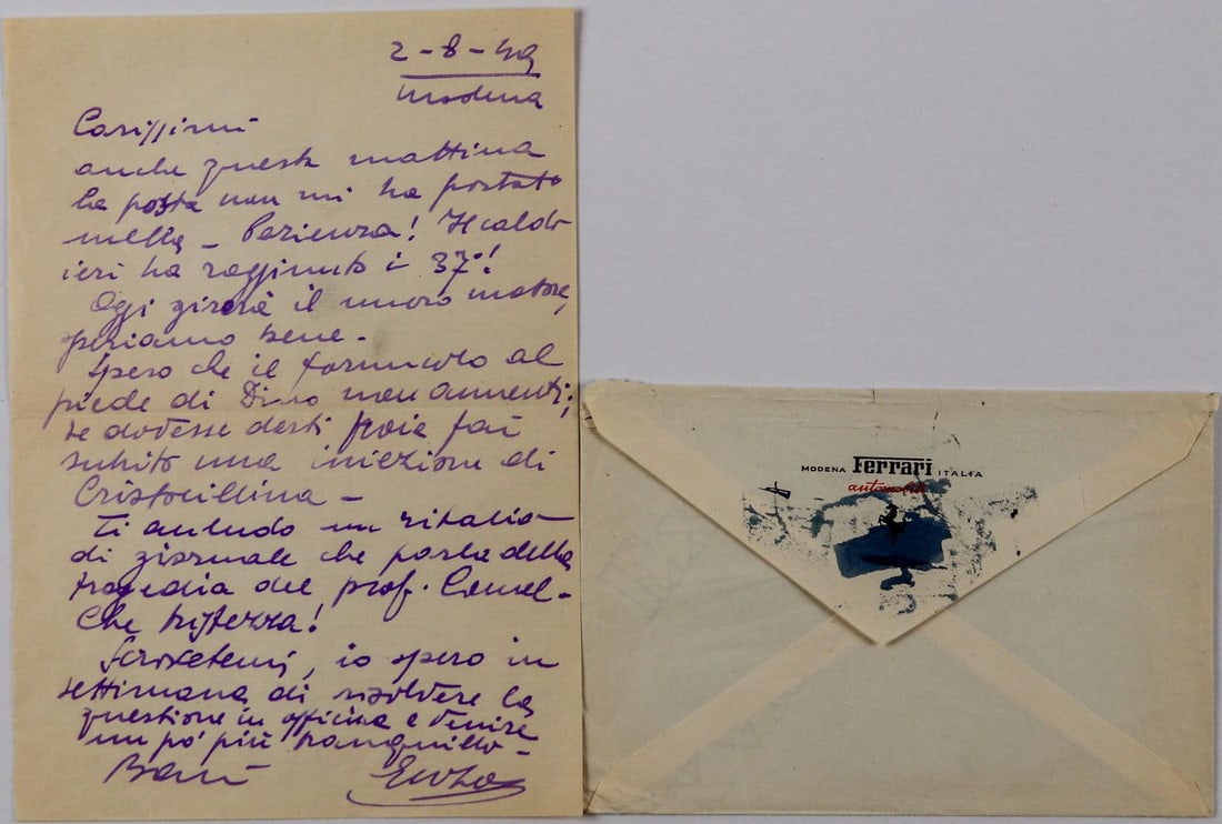 Ferrari Letter from Enzo Ferrari to Dino and Laura Ferrari (1 of 3)
