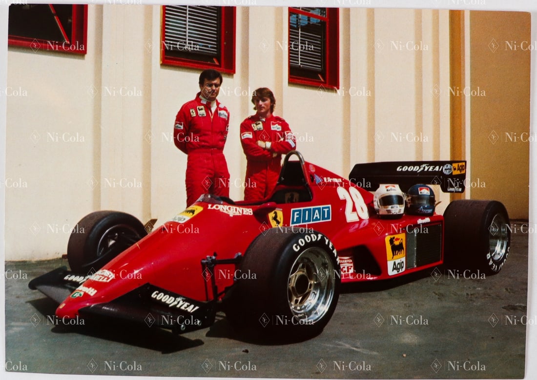 Ferrari Estate of the former racing director of Scuderia Fe: Thank you card from Enzo Ferrari to Nosetto dated 02.09.1983, he thanks him for the congratulations for the double victory at the GP of the Netherlands, the signed driver card is from winner Arnoux