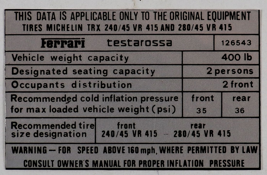 Ferrari Original Ferrari Testarossa Sticker: 9.8 x 5.8 cm