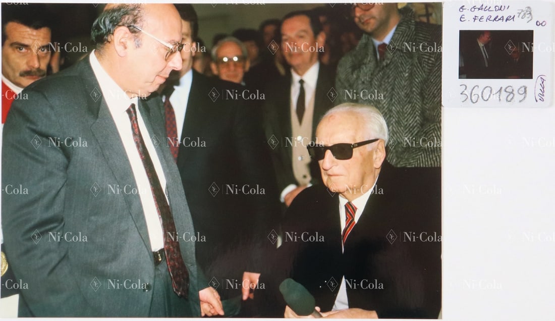 Ferrari Original color slide Enzo Ferrari from the 1980s: Along with a photographic print, 14.8 x 20.8 cm