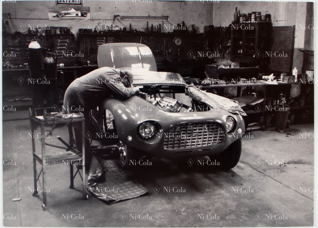 Ferrari Original B/W - Press photo Type 625TF s/n 0304TF du: Photographed at di Diena & Silingardi, 18 x 13 cm, stamped: Foto Coltrin