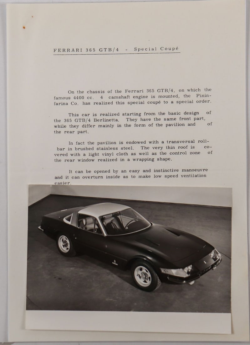 Ferrari Press Release Type 365 GTB/4 - Special Coupe from 1 (1 of 2)