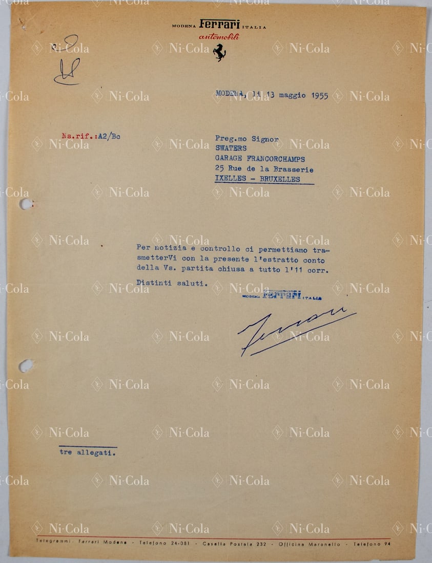 Ferrari Letter from Alfredo (Dino) Ferrari to Jacques Swate (1 of 1)