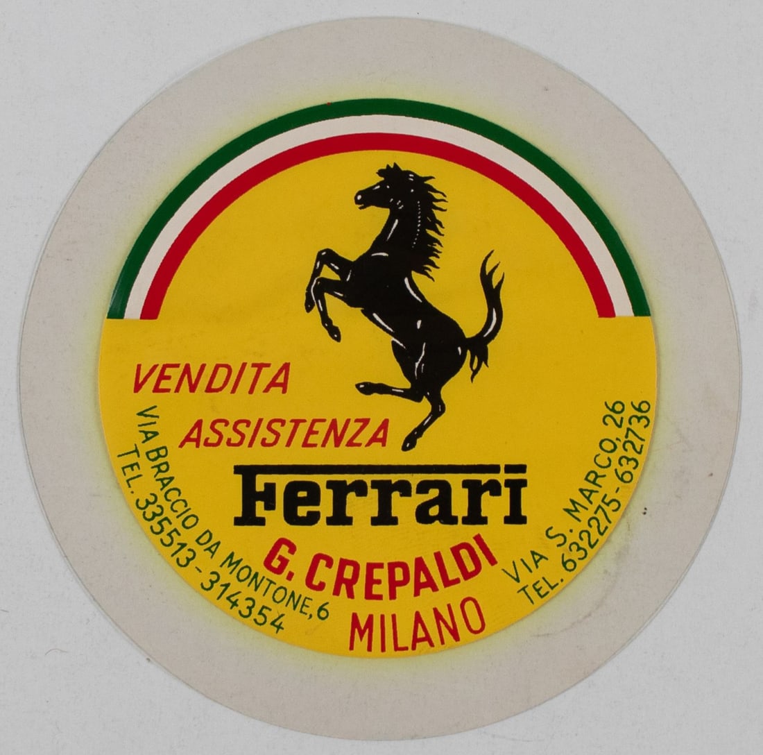 Ferrari Water transfer decal Crepaldi Milano from the 1960s: D: 9 cm, very rare