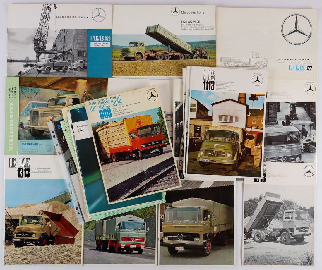 Mercedes-Benz 35-piece brochures trucks from the 1950s-1970: E.g. Type Diesel L-5000, LK-LAK 1313, LPK 1517 etc., various languages