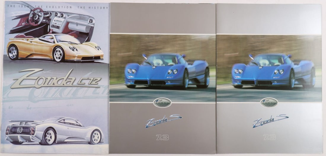 Pagani 3x Sales brochure Type Zonda C12 and C12S 7.3 from t: Various Languages