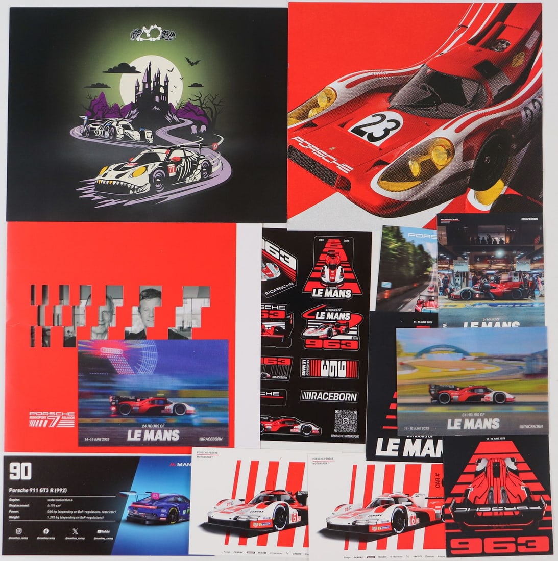Porsche 12x Autograph cards from Le Mans and IMSA Series: Rexy Helloween Card 2025, Invitation to Racing Reunion, etc.