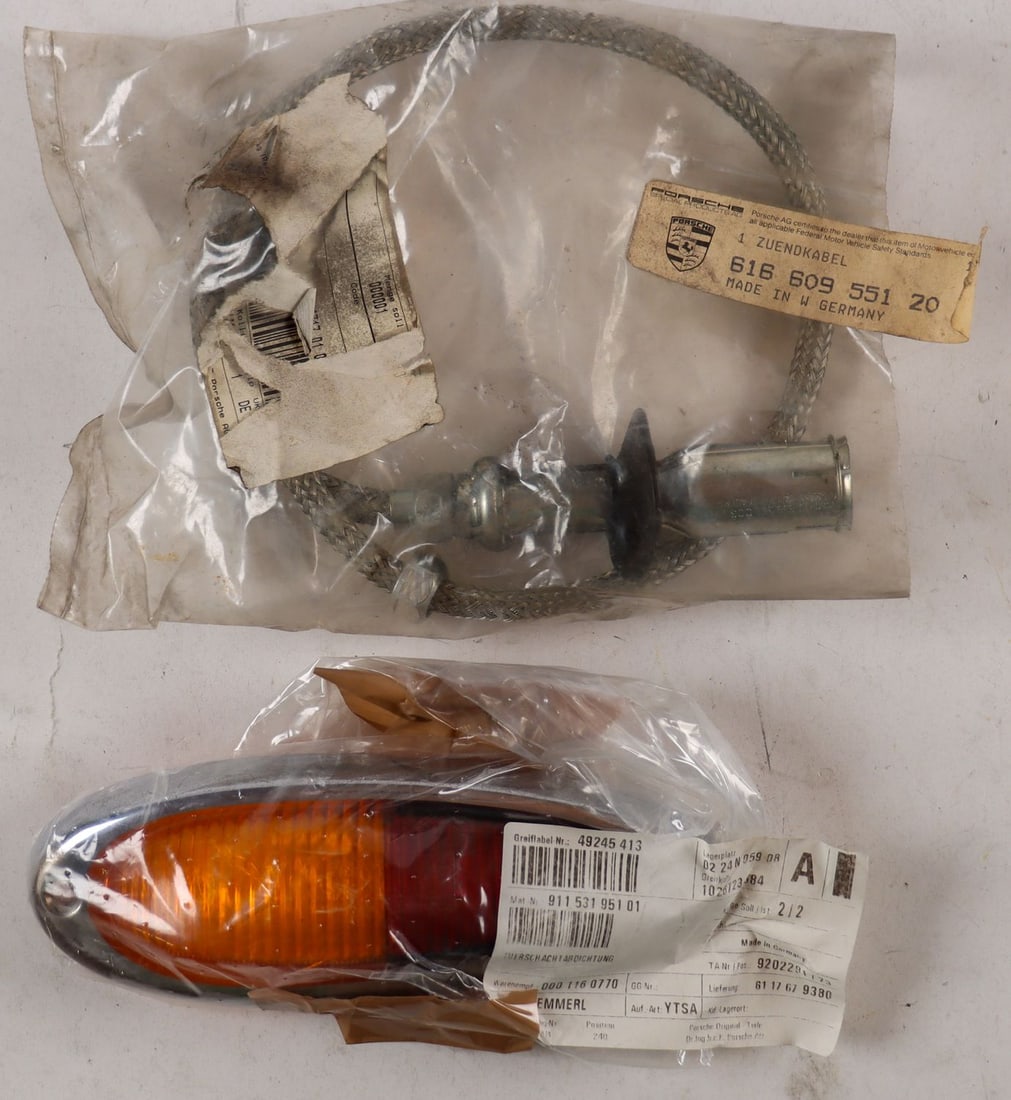 Porsche 2-piece Replacement parts for Type 356: Ignition cable (616.609.551.20) and tail light glass