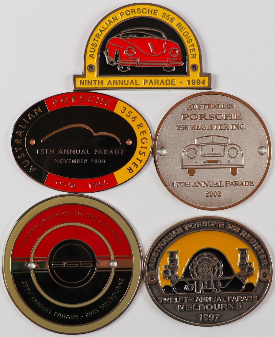 Porsche 5 Australian Porsche Badges: Australia Porsche 356 Register Parade 1994, 1997, 2000, 2002 and 2005