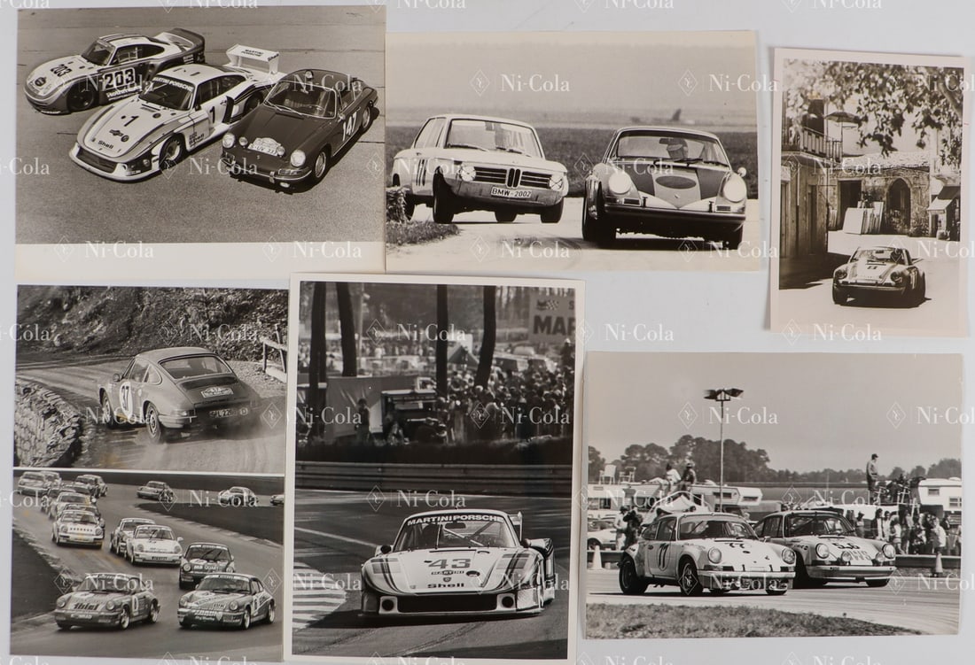 Porsche 6 Original B/W Press Photos Porsche 911: 6-piece set, Porsche 911 in different versions from 911S, 911 RSR to 935 'Moby Dick', partly factory images. 13x18 to 18x24