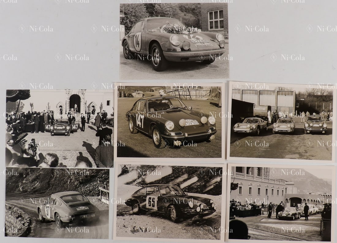 Porsche 7 Original B/W Press Photos Porsche 911: 7-piece, factory photos of the early sports history of the 911, in S or R version. 13 x 18 cm