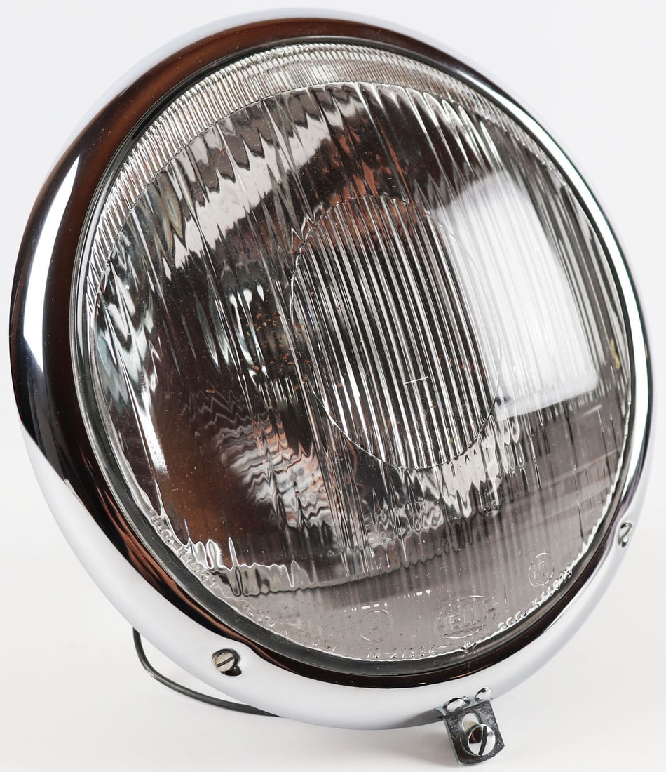 Porsche Hella headlights for Type 356 from the 1950s: With ribbed Hella lens, rare, K11017, K11015, with original packaging, NOS