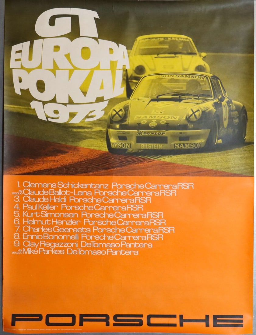 Porsche Poster 'GT Europa Pokal 1973': Design Strenger, 101x76cm