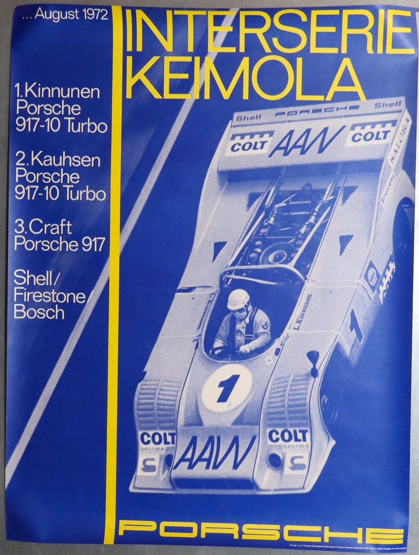 Porsche Poster 'Interserie Keimola' from 1972: Design Atelier Strenger, September 1972, 101x76cm