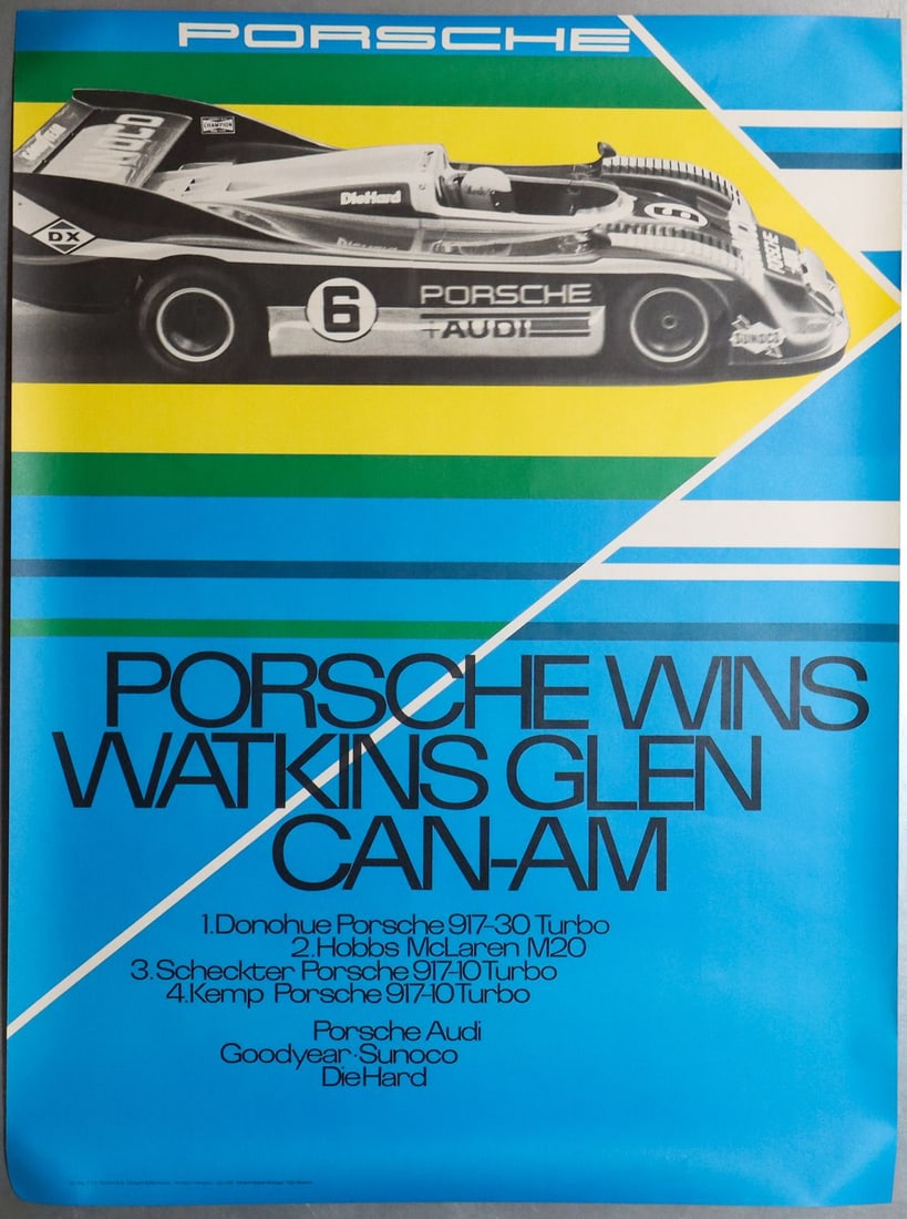 Porsche Poster 'Porsche Wins Watkins Glen Can Am' from July: Design Atelier Strenger, 101 x 76 cm