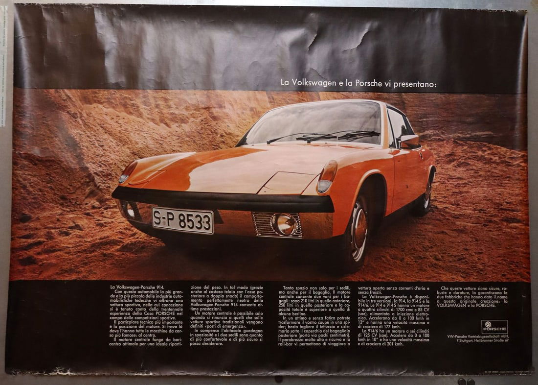 Porsche Poster 914 from 1969: 119 x 84 cm
