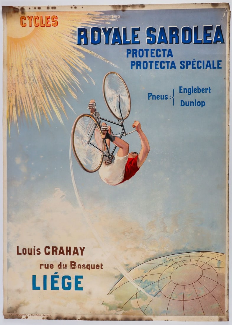 Poster 2-piece: Art print with automobiles from the French manufacturer Delaunay-Bellville against the backdrop of the Grand Palais in Paris, signed by the artist, limited 38/90, 68.5 x 89 cm, Original advertising