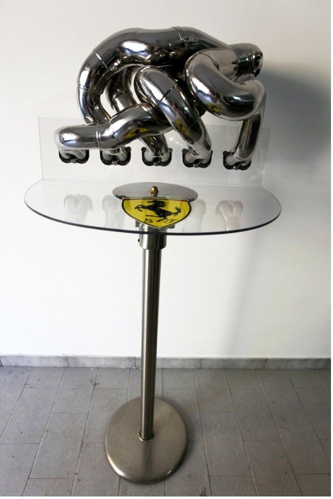 Ferrari Exhaust Manifold for Ferrari F2005 V10: The component was removed from the vehicle and is presented as a standalone collector's item. Comparable exhaust systems of this type are on display at the Ferrari Museum Maranello. Part no. 055 – 2