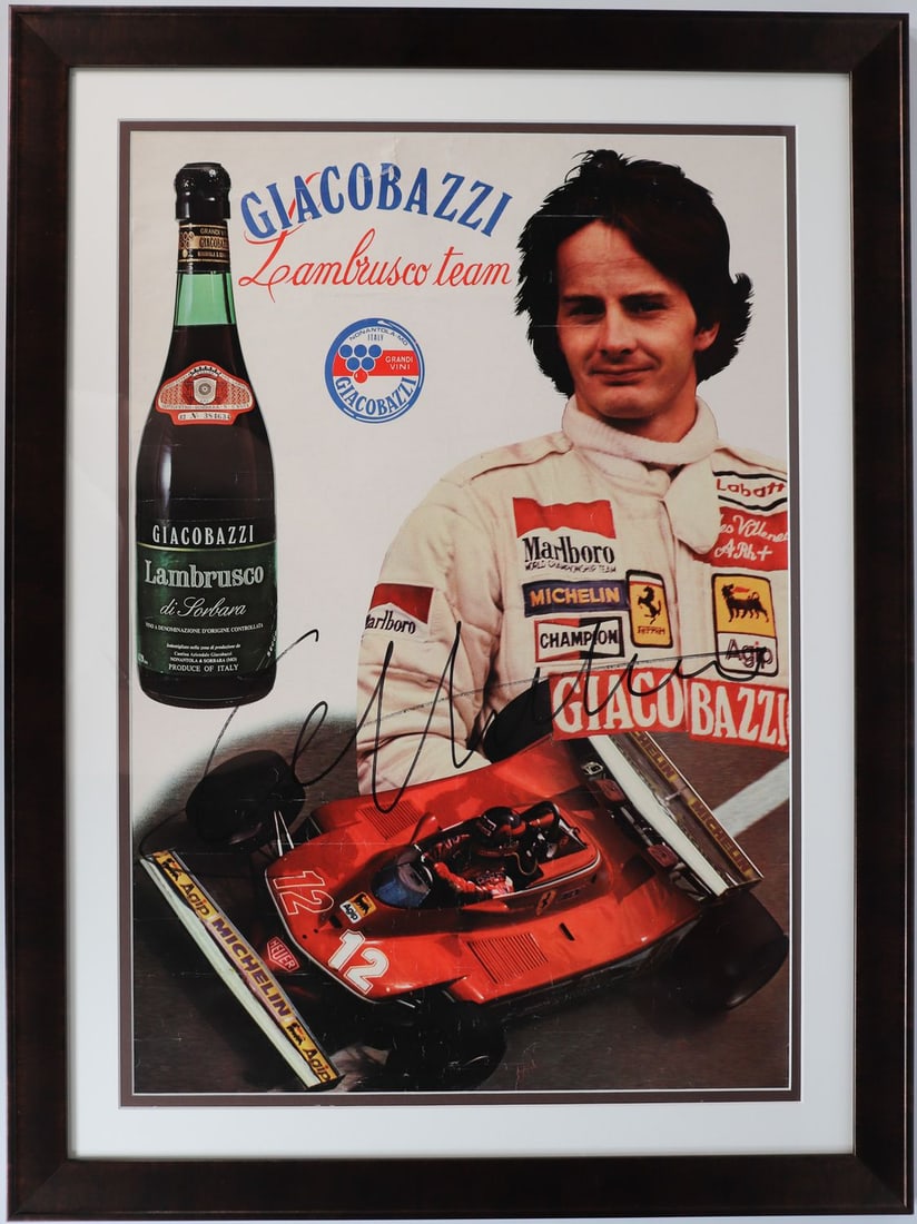 Ferrari Giacobazzi sponsor poster hand-signed by Gilles Vil (1 of 2)