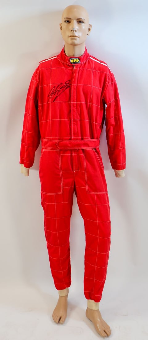 Ferrari OMP overall with original hand-signature by Michael: Size 52, CIK/FIA 98007 OMP-Italy