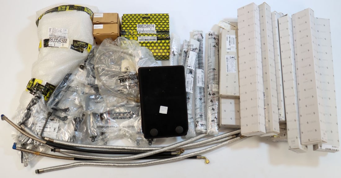 Ferrari 105-piece NOS spare parts for models from the 90s t: For models 360, 430, 458, F12, 812, FF, California, Portofino, etc., part numbers: 886095, 881970, 784468, 82196500, 790677, 761617, 89389400, 760164, 744668, 762240, 89336100, 89389400, 748037, 25897