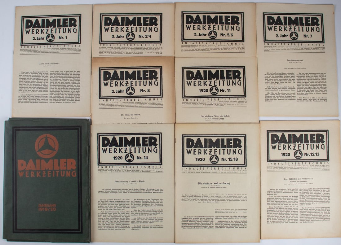Mercedes-Benz Original Folder Daimler Works Newspaper Volum: 9 issues in total, German