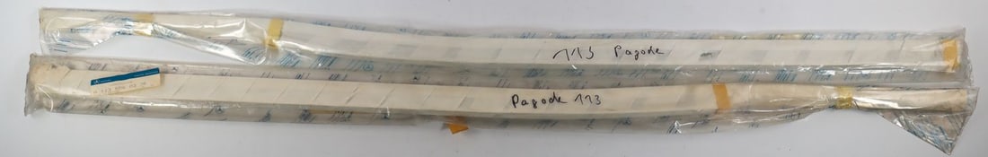 Mercedes-Benz Set of Side Trim Strips NOS for Pagode W113: Part numbers: 113.686.03.36 and 113.686.04.36, in original packaging