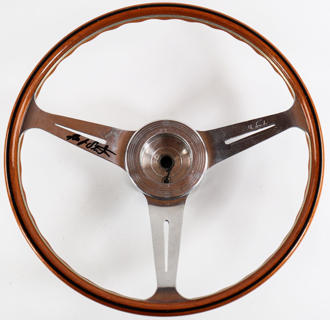 Porsche Nardi Wooden Steering Wheel Signed by Hans Joachim: D: 420mm